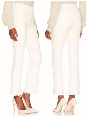MOTHER The Tripper Ankle Fray Flare Cream Jeans, 28